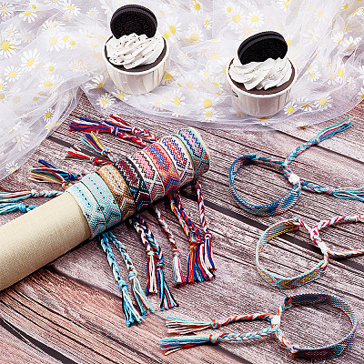 12Pcs 12 Colors Polyester Braided Cord Bracelets Set BJEW-AN0001-56-1