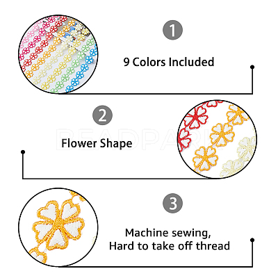 9 yards 9 colors Polyester Lace Trim CLOV-HY0001-01-1