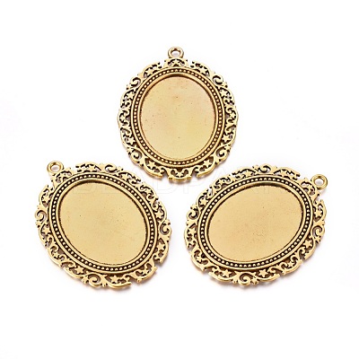 Tibetan Style Pendant Cabochon Settings TIBEP-553-AG-FF-1