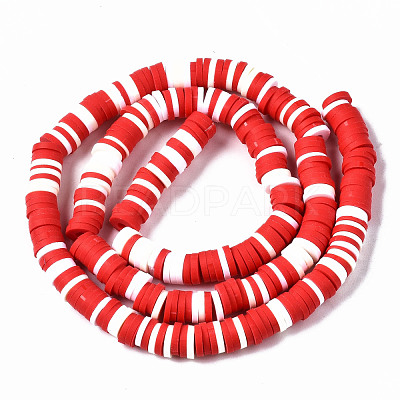 Handmade Polymer Clay Beads Strands CLAY-R089-6mm-136-1