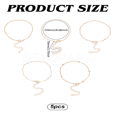5Pcs Iron Chain Anklet Sets AJEW-LP0007-10LG-1