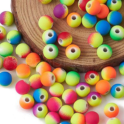 Rubberized Style Acrylic Beads MACR-YW0002-88-1