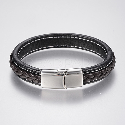 Braided Leather Cord Bracelets BJEW-H561-07C-1