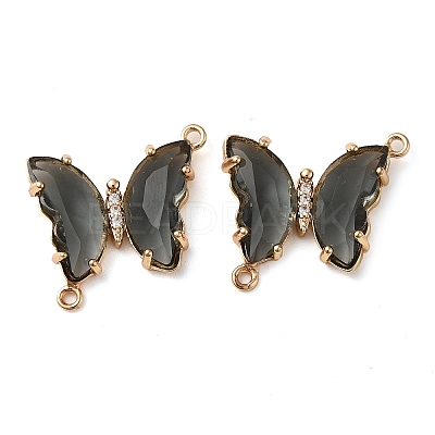 Brass Pave Faceted Glass Connector Charms FIND-Z020-04V-1