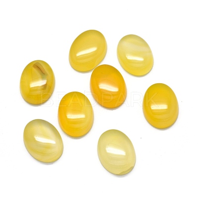 Natural Yellow Agate Cabochons G-O175-30C-01-1