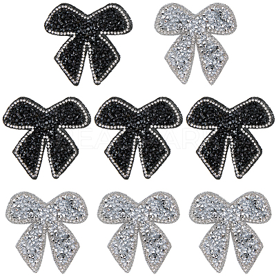 8Pcs 2 Colors Bowknot Hotfix Rhinestone Iron on Patches Appliques DIY-CP0009-66-1