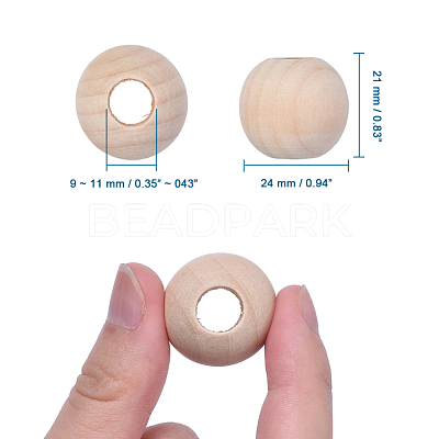 Natural Unfinished Wood Beads WOOD-25-LF-1