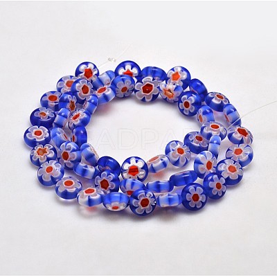 Handmade Millefiori Glass Flat Round Bead Strands LK-P011-12-1