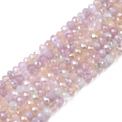 Electroplate Glass Beads Strands X-EGLA-S192-001A-B02-1