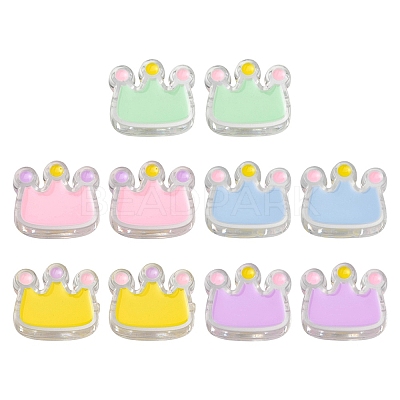 10Pcs 5 Colors Transparent Acrylic Beads ACRC-YW0001-01-1