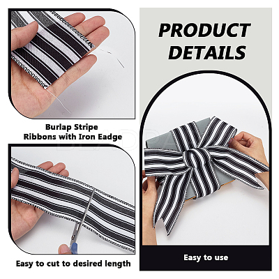 Burlap Ribbons SRIB-WH0011-384B-1