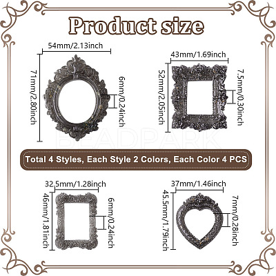32Pcs 8 Styles Gothic Dark Style Resin Photo Frame AJEW-GA0007-97-1