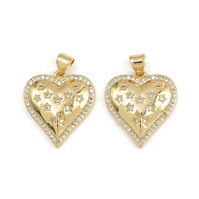 Brass Micro Pave Cubic Zirconia Pendants X-ZIRC-I367-07G-06-1