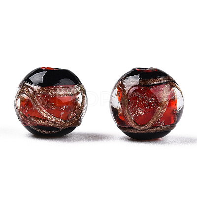 Handmade Gold Sand Lampwork Beads LAMP-T019-10mm-03-1