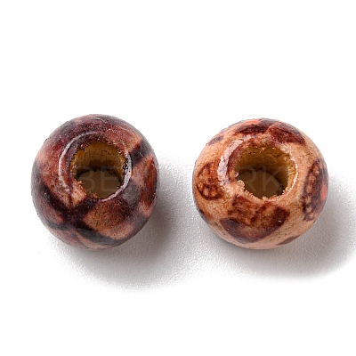 100Pcs Printed Wooden Dyed Beads WOOD-P019-01A-1