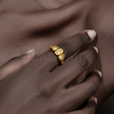 316L Surgical Stainless Steel with Clear Cubic Zirconia Finger Rings WGB9731-01-1
