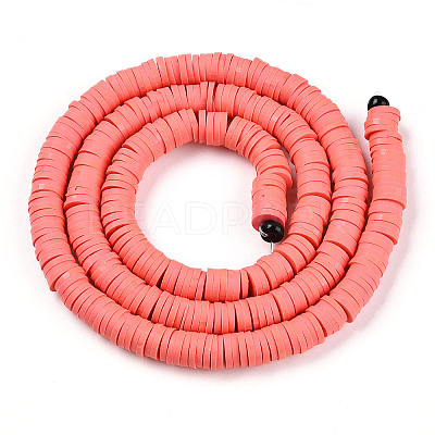 Flat Round Handmade Polymer Clay Beads CLAY-R067-6.0mm-14-1