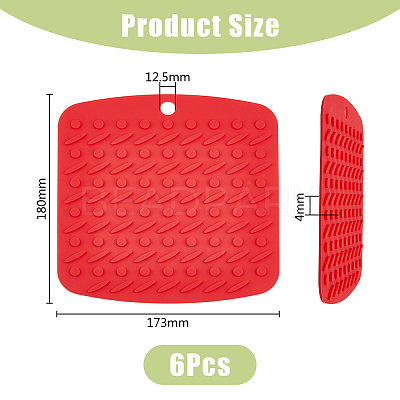 6Pcs 6 Colors Square Silicone Hot Mats for Hot Dishes AJEW-DC0001-14-1