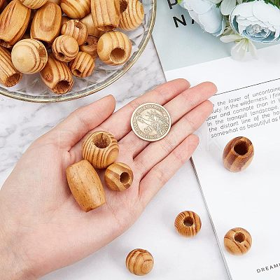 60Pcs 3 Style Wooden Beads WOOD-OC0001-93-1