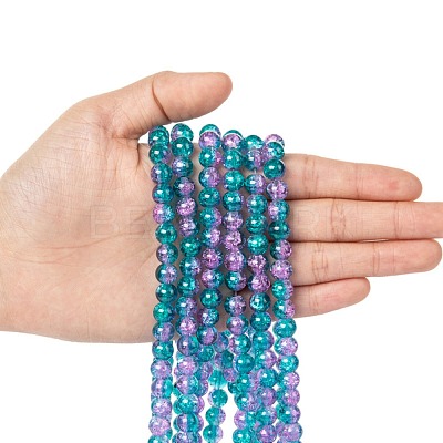 Spray Painted Crackle Glass Beads Strands CCG-Q002-8mm-06-1