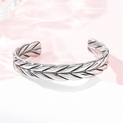 Retro 316 Surgical Stainless Steel Cuff Bangles BJEW-C142-14D-AS-1