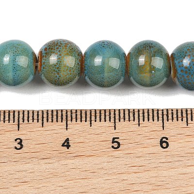 Handmade Fancy Antique Glazed Porcelain Ceramic Round Beads Strands PORC-L019-10mm-11-1