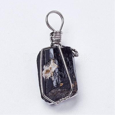 Natural Black Tourmaline Pendants G-G681-15-1