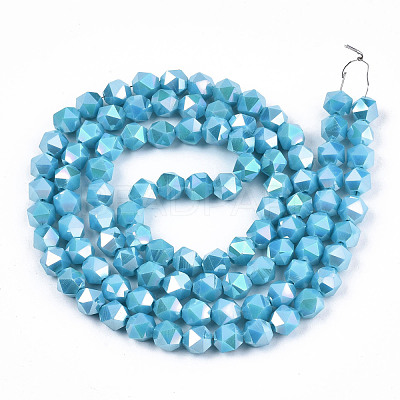 Electroplate Opaque Glass Beads Strands X-EGLA-T019-05L-1