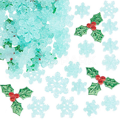 100Pcs Mistletoe/Holly Leaf Cloth Ornament Accessories DIY-GF0007-15-1