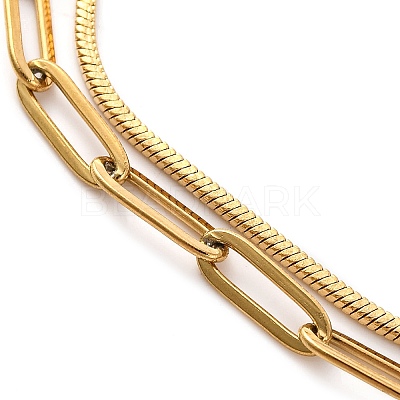 304 Stainless Steel Multi-Strand Chain Bracelets BJEW-G711-03F-G-1