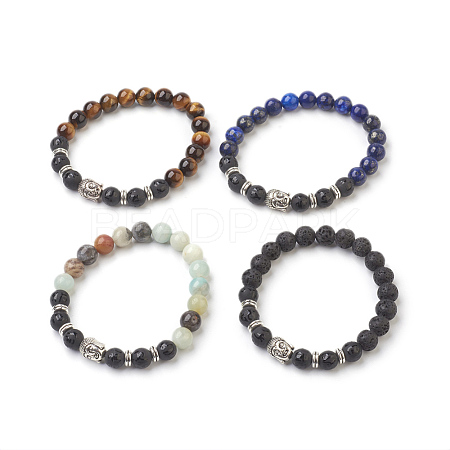 Natural Mixed Stone Beads Stretch Bracelets BJEW-JB03848-1