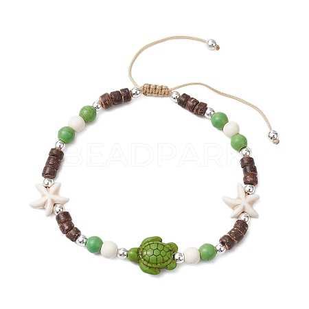 Dyed Synthetic Turquoise Turtle Anklets AJEW-AN00633-1
