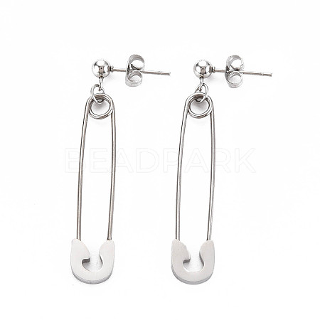 Non-Tarnish 304 Stainless Steel Safety Pin Dangle Stud Earrings for Women EJEW-N016-031P-1