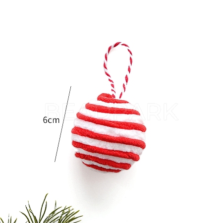 Christmas Cloth Stripe Ball Pendant Decorations PW-WG1E18D-05-1