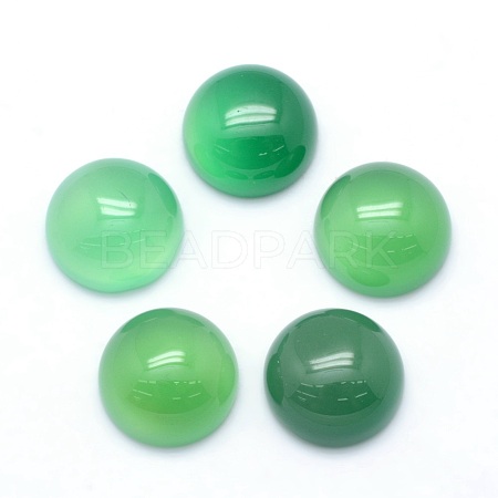 Natural Dyed & Heated Green Onyx Agate Cabochons X-G-P393-R38-12mm-1
