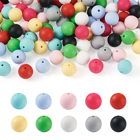 100Pcs 10 Colors Food Grade Eco-Friendly Silicone Focal Beads SIL-BY0001-02-1