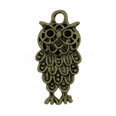 Tibetan Style Alloy Owl Pendant Rhinestone Settings X-TIBEP-23006-AB-FF-1