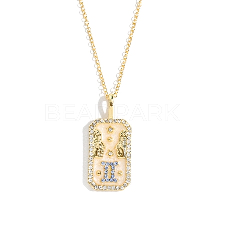 Brass Micro Pave Cubic Zirconia Rectangle with Constellation Pendant Necklaces PW-WG95654-03-1