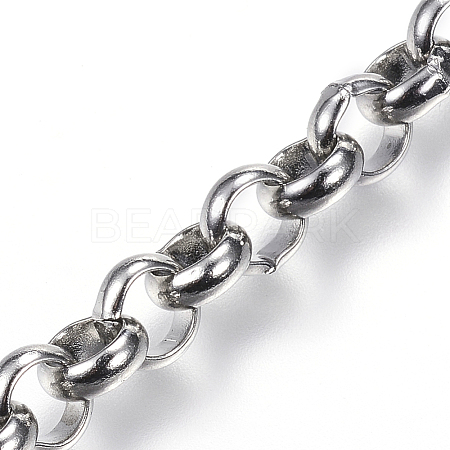 3.28 Feet 304 Stainless Steel Rolo Chains X-STAS-G097-02P-1