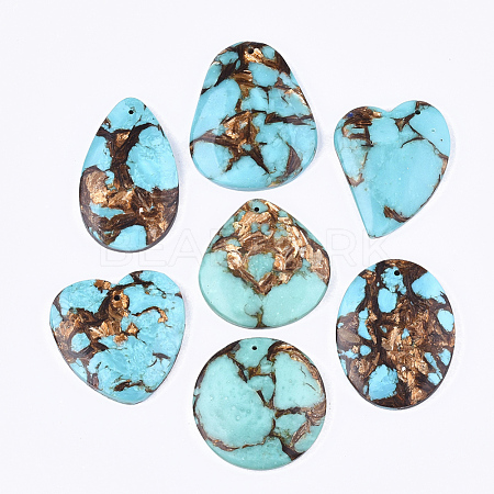 Assembled Natural Bronzite and Synthetic Turquoise Pendants G-S329-033-1