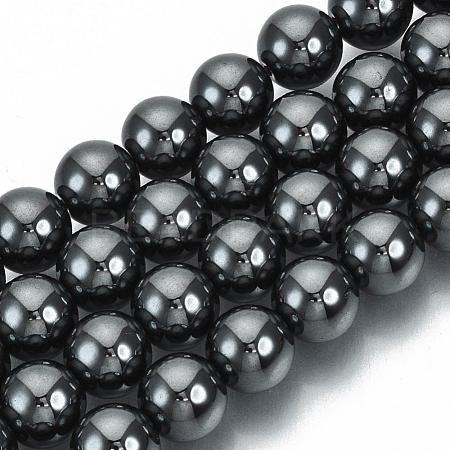 Non-magnetic Hematite Beads Strands X-G-Q892-8mm-1