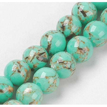 Sea Shell and Synthetic Turquoise Assembled Beads Strands G-G758-07-10mm-1