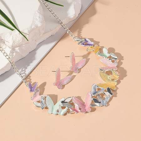 Butterfly Alloy Enamel  Necklace and Earrings Sets for Women FS-WGFD103-02-1