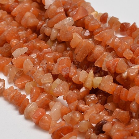 Chip Natural Red Aventurine Beads Strands G-N0134-10B-1