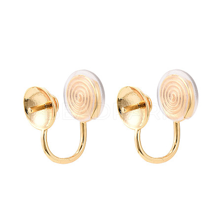 Brass Micro Pave Cubic Zirconia Clip-on Earring Findings KK-N261-122A-G-1
