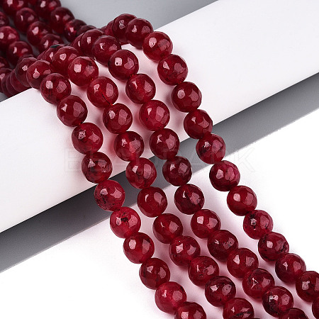 Dyed Natural White Jade Beads Strands G-T139-8mm-60-04-1