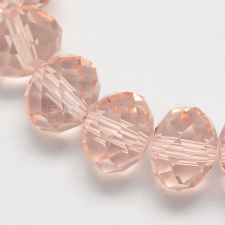 Light Salmon Imitate Austrian Crystal Faceted Glass Rondelle Beads X-G02YI0F1-1