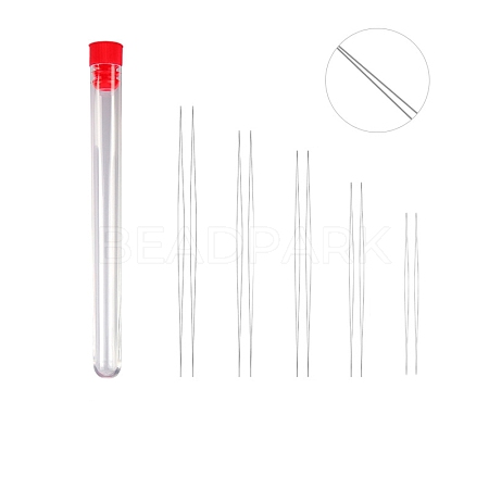 Tarnish Resistant Stainless Steel Collapsible Big Eye Beading Needles SENE-PW0013-02M-1