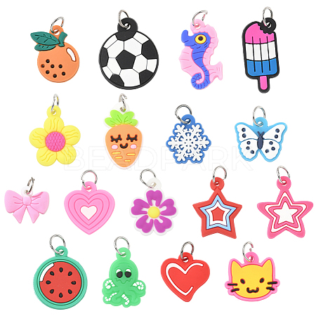 102Pcs 17 Styles Silicone Pendants SIL-SC0002-96-1