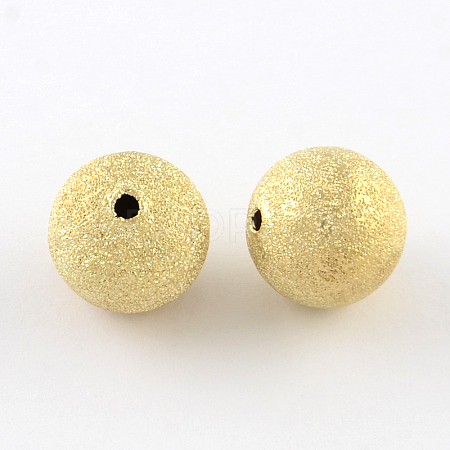 Brass Textured Beads KK-R012-6mm-G-1